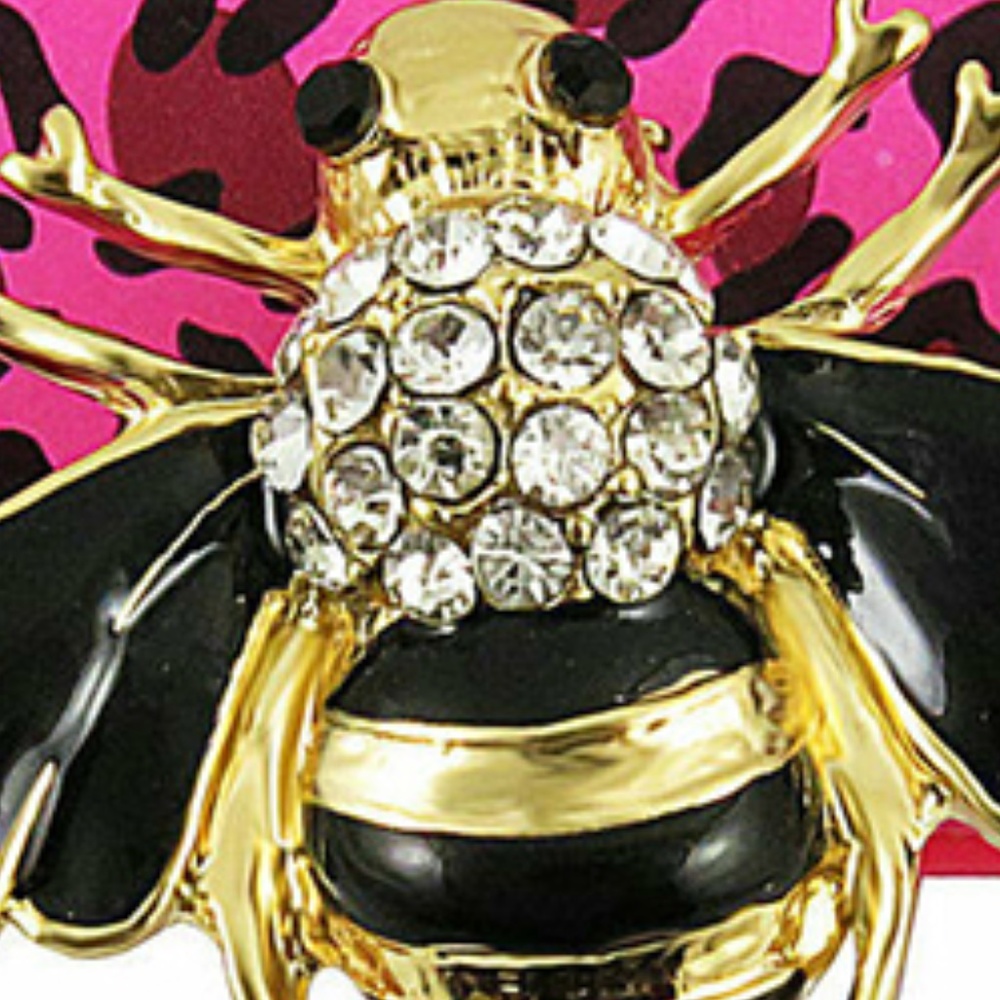 Betsey Johnson Bee Honeybee Crystal Brooch / Pin - Picture 4 of 6